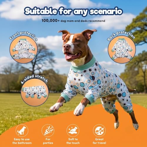 LovinPet Large Dog Pjs, Pitbull Clothes, Bullseye Melon Print, Grey, 2XL