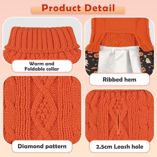 YUDODO Small Dog Sweater Dress with Bowtie Turtleneck - Knitted Pet Clothes