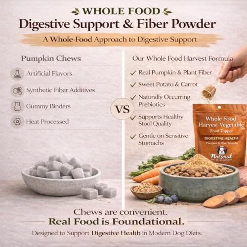 Natural Dog Company Harvest Vegetable Granules Dog Food Topper – Pumpkin Digestive Support Granules for Dogs, Fiber-Rich Superfood Blend for Gut Health, Holistic Care & Prebiotic Fiber, 8oz Bag