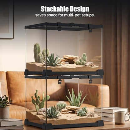 15 Gallon Fully Assembled Glass Reptile Enclosure, 20" x 12" x 14"