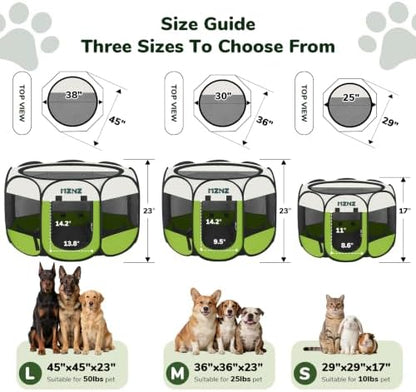 Dog Cat Small Animal Puppy Playpen Crate, Large, Green