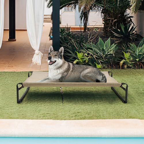 Veehoo Outdoor Elevated Dog Bed, Cooling Raised Dog Beds for Large Dogs