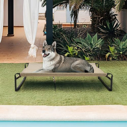 Veehoo Outdoor Elevated Dog Bed, Cooling Raised Dog Beds for Large Dogs