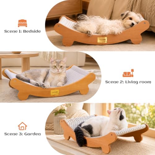 CHEERPALS Cooling Cat Bed, Wooden Hammock with Breath Mesh for Small Dogs