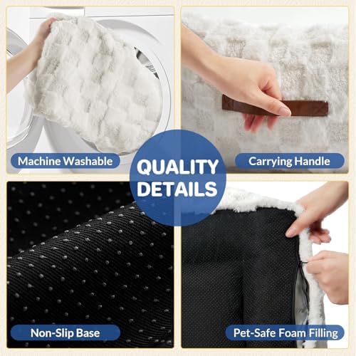 ABCPET Large Dog Bed Sofa, Fluffy Pet Bed for Medium and Large Dogs, Supportive Dog Couch Sofa for Dogs, Pet Sofas with Washable Cover & Non-Slip, 38 inch, White