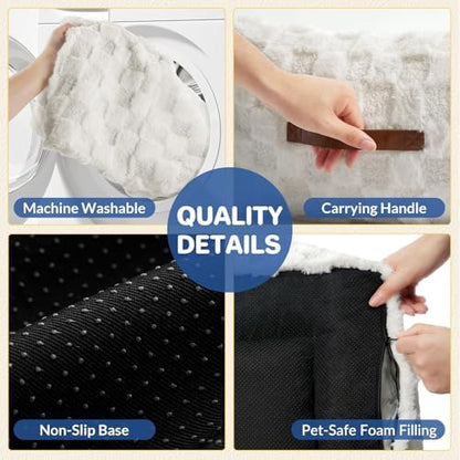 ABCPET Cat Bed Dog Couch for Puppy and Kitten, Fluffy Dog Bed Medium Dogs Couch, Supportive Cat beds for Indoor Cats, Washable Cover & Non-Slip, 32 inch, White