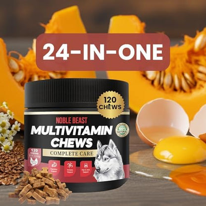 Noble Beast Dog Multivitamin Soft Chews - Joint, Gut & Coat, Chicken, 120Ct