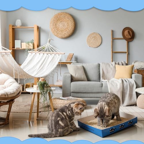 Amyhill 30 Pack Disposable Cat Litter Box Paper Pet Trays,Royal Blue