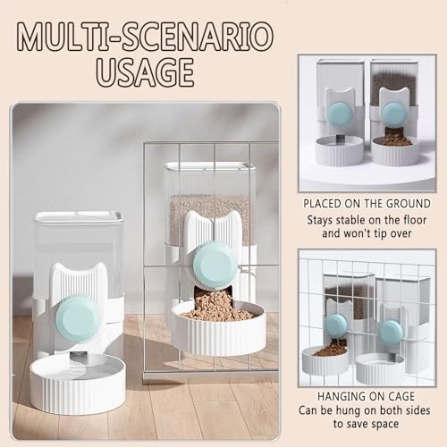 kathson Rabbit Feeder for Cage,Bunny Water Bottle,Pet Food Dispenser,Blue