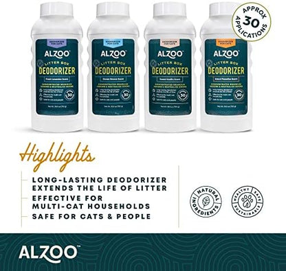 ALZOO Cat Litter Deodorizer, Concentrated Granules Help Neutralize Litter Box Odors & Extend Litter Freshness, Mineral-Based Formula, Up to 30 Uses, 26.6 Oz. Ocean Breeze, Pack of 1