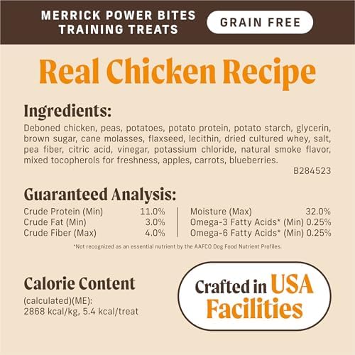 Merrick Power Bites Real Chicken Recipe Dog Treats, 6 oz Bag