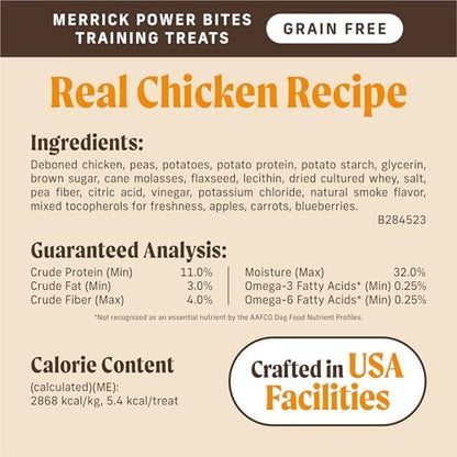 Merrick Power Bites Real Chicken Recipe Dog Treats, 6 oz Bag