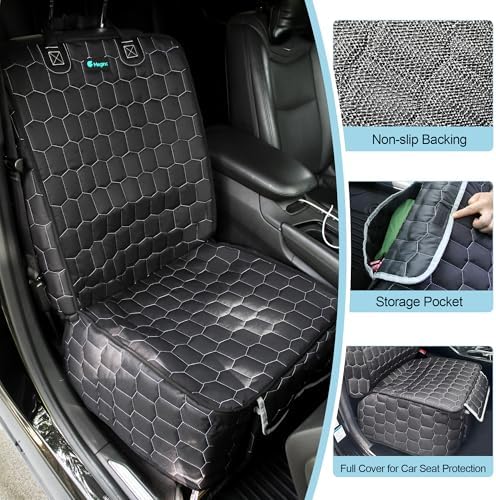 Meginc Front Seat Covers for Cars,Waterproof Car Seat Protector with Side Flaps 600D Fabric Front Seat Dog Cover for Trucks Vans SUVs Sedans, Non Slip Scratch Proof Seat Covers for Dogs in Car