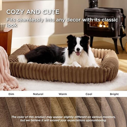 Bedsure ComfyFleece™ Cute XL Dog Beds for Extra Large Dogs，43in Camel Brown