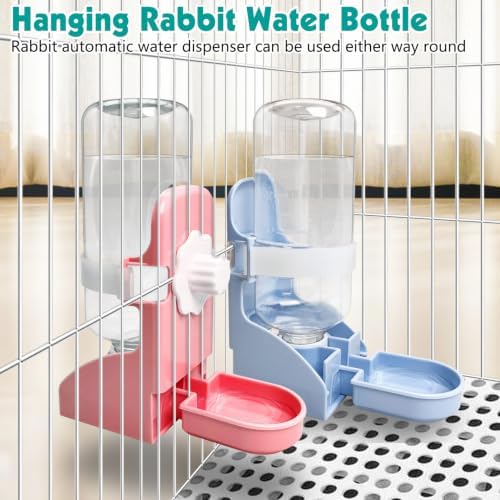 kathson Rabbit Water Bottle, 17oz Hanging Water Fountain Automatic Dispenser No Leak WaterFeeder for Bunny Chinchilla Guinea Pig Hedgehog Ferret