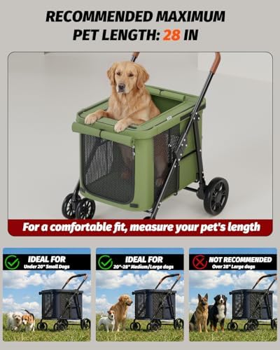 Dog Stroller for Large & Medium Dogs Up to 80 Lbs, Military Green