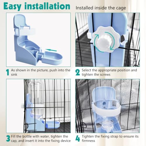 kathson Rabbit Water Bottle, 17oz Hanging Water Fountain Automatic Dispenser No Leak WaterFeeder for Bunny Chinchilla Guinea Pig Hedgehog Ferret