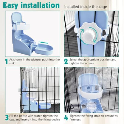 kathson Rabbit Water Bottle, 17oz Hanging Water Fountain Automatic Dispenser No Leak WaterFeeder for Bunny Chinchilla Guinea Pig Hedgehog Ferret