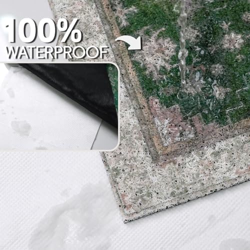 Cat Litter Mat Litter Trapping Mat, 24"x15" Waterproof Urine Proof Litter Box Mat Catcher Mat Non-Slip Washable for Kitty Kitten, Green