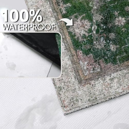 Cat Litter Mat Litter Trapping Mat, 24"x15" Waterproof Urine Proof Litter Box Mat Catcher Mat Non-Slip Washable for Kitty Kitten, Green