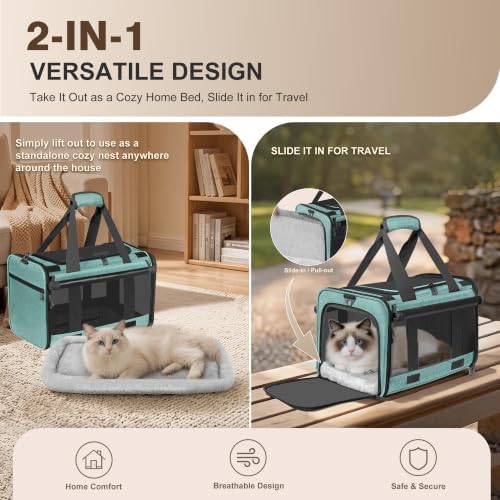 Soft Sided Cat Carrier for Anxious Pets with Privacy Roller Blinds