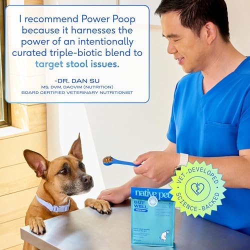 Native Pet GutWell Power Poop - Digestive Support & Fiber for Dogs - Promotes Healthy Stools, Supports Balanced Microbiome & Digestive Function - Triple-Biotic Blend & M-Fiber - 60 Scoops