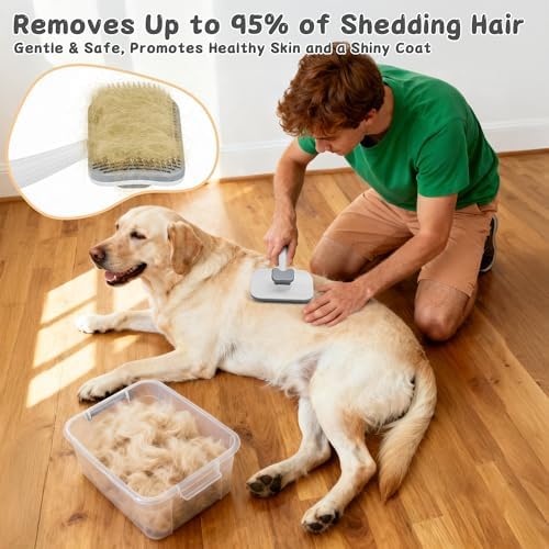 3-Piece Dogs & Cats brush for shedding - Self Cleaning Slicker Brush, Dematting Comb & Nail Clipper - Professional 3-in-1 Grooming Set for Shedding, Mats & Tangles - Easy At-Home Pet Care Tools