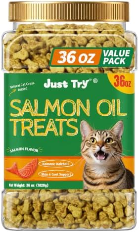 Just Try 36 OZ Cat Grass Treats with Salmon Oil