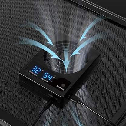 Reptile Terrarium Thermometer Hygrometer with Dehumidifier Ventilation Fan for Pet Rearing Box Reptile Tank LED Digital Thermometer and Humidity Gauge for Snake Bearded Dragon Gecko