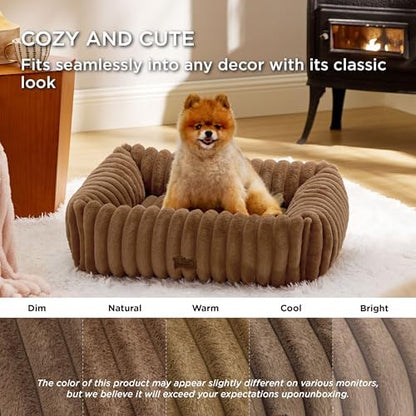 Bedsure ComfyFleece™ Cute Dog Bed Medium Large Size Dog，30in Camel Brown