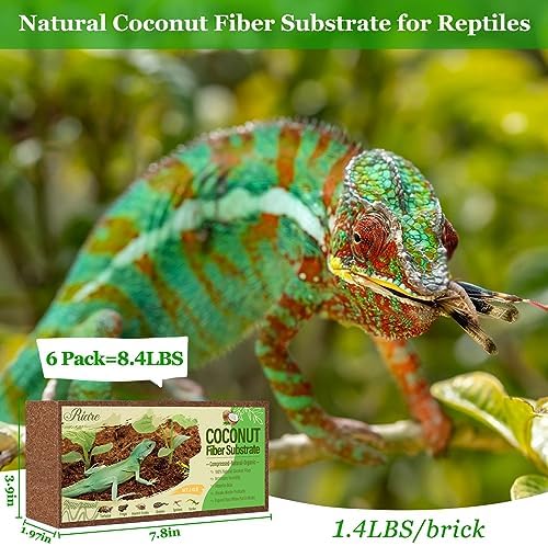 Riare 6 Pack Natural Coconut Fiber Substrate, Coco Coir Reptile Bedding