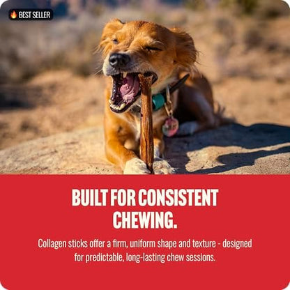 Natural Farm Collagen Sticks for Dogs (6 Inch, 25 Pack), Odor-Free Long Lasting Chews & Rawhide Alternative - 95% Collagen, Low Fat, High Protein - Best Dental Dog Treats - Medium & Large Dogs