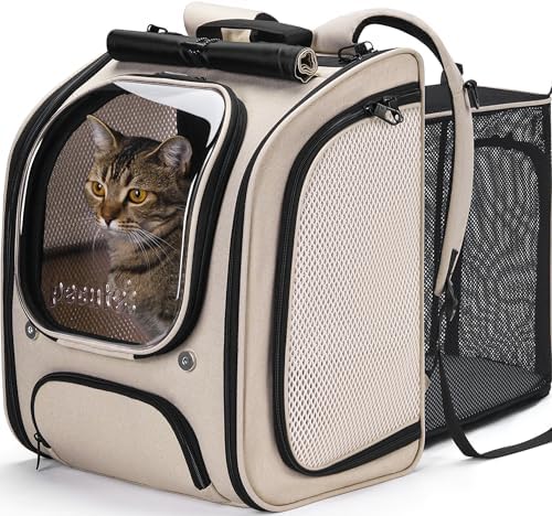 Pecute Cat Backpack Carrier,Large Space Cat Bubble Backpack,Ergonomic,Khaki