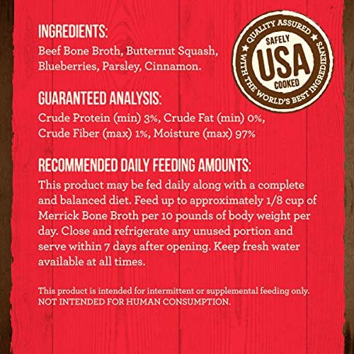 Merrick Grain Free Beef Bone Broth Dog and Cat Food Topper, 16 oz Pouch