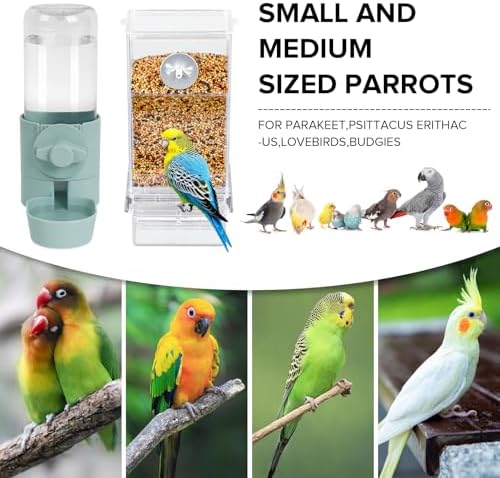 lemtrflo No Mess Bird Feeder Water Dispenser Set, Bird Feeder for Cage