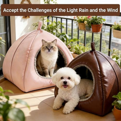 Cat Caves for Indoor Cats, Pink Cat Cave House for Kittens and Small Dogs