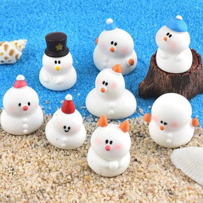 Cute Mini Snowman Figurines Silicone Mold Micro Christmas Dollhouse Tiny Things Epoxy Casting Mold for DIY Resin Art Fairy Garden Miniatures Landscape Crafts Decor(8 Designs)