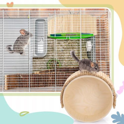 Geelin Chinchilla Running Wheel Fence, Chinchilla Natural Birch Wood Flexible Platform Toy, Climbing Toys for Guinea Pig Rabbit Hamsters Gerbils Rat and Other Small Animals Cage Accessories