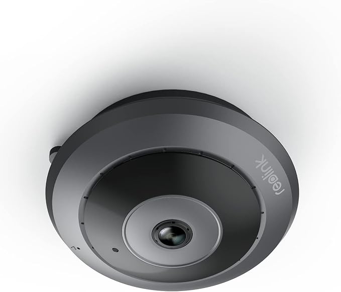 REOLINK WiFi Security Fisheye Camera, 2K+ 6MP 360° Panorama, 2.4/5GHz WiFi Indoor Wireless Security Camera, Person Motion Detection, Supports up to 512GB microSD, Ceiling/Wall/Desk Mount, FE-W (Black)