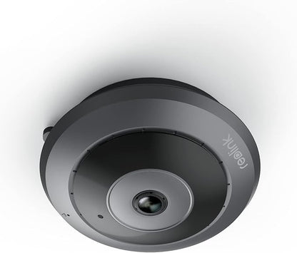 REOLINK WiFi Security Fisheye Camera, 2K+ 6MP 360° Panorama, 2.4/5GHz WiFi Indoor Wireless Security Camera, Person Motion Detection, Supports up to 512GB microSD, Ceiling/Wall/Desk Mount, FE-W (Black)
