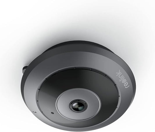 REOLINK WiFi Security Fisheye Camera, 2K+ 6MP 360° Panorama, 2.4/5GHz WiFi Indoor Wireless Security Camera, Person Motion Detection, Supports up to 512GB microSD, Ceiling/Wall/Desk Mount, FE-W (Black)