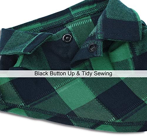 Dog Plaid Shirt for Small Dogs & Cats Snap Clothes Collared Tee Green#1 - L