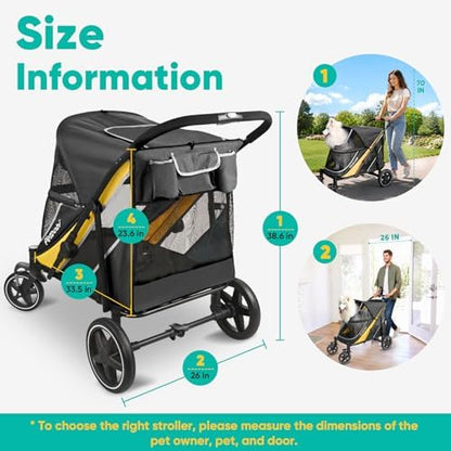 Petbobi Dog Stroller for Large Medium Dogs up to 80 lbs, Dual Entry