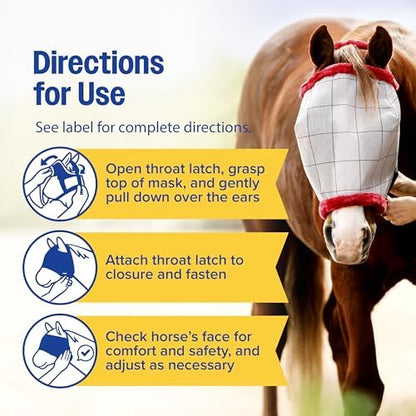 Farnam SuperMask II Horse Fly Mask Without Ears, XL Size, Color May Vary