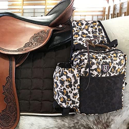 Harrison Howard Equestrian Western Saddle Bag Nylon Water Bottle/Gear Carrier Convenient Saddle Bag Classic Leopard