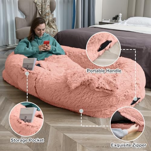 YAEM Pink Human Dog Bed, 71"x45"x12" Orthopedic Giant Dog Bed for Humans
