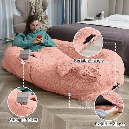 YAEM Pink Human Dog Bed, 71"x45"x12" Orthopedic Giant Dog Bed for Humans