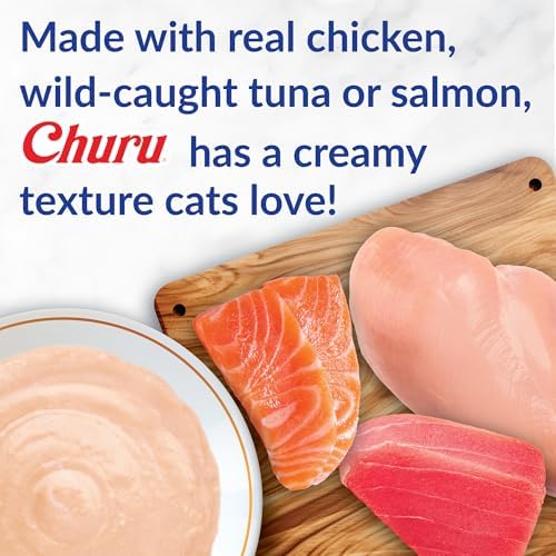 INABA Churu Cat Treats, Lickable, Squeezable Creamy Purée Cat Treat with Green Tea Extract & Taurine, 0.5 Ounces Each Tube, 40 Tubes, Tuna & Seafood Variety Box
