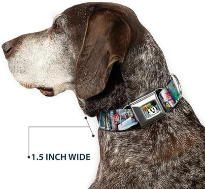 Buckle-Down Seatbelt Buckle Dog Collar - Mickey & Minnie Yodelberg Scenes - 1.5" Wide - Fits 18-32" Neck - Large