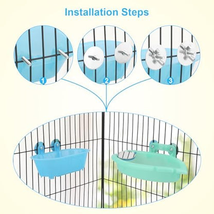 Wontee Bird Bath with Mirror for Small Birds Budgie Parakeet Cage, 2 Pcs
